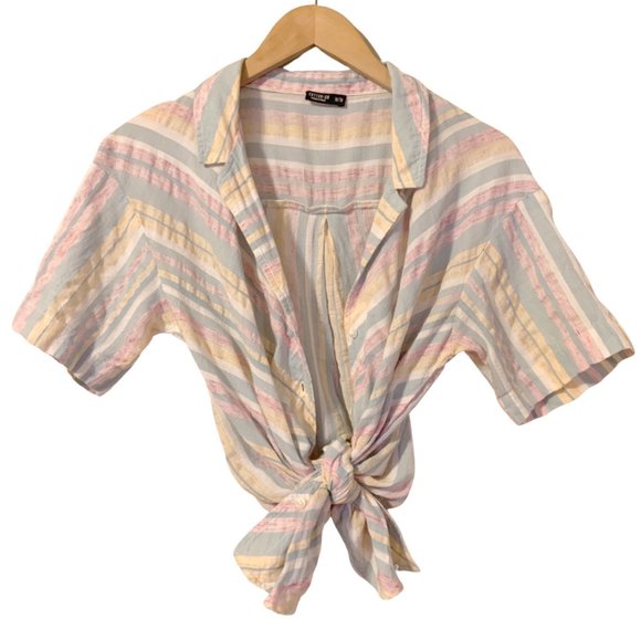 Cotton On Tops - Pastel Stripe Button Up Shirt
